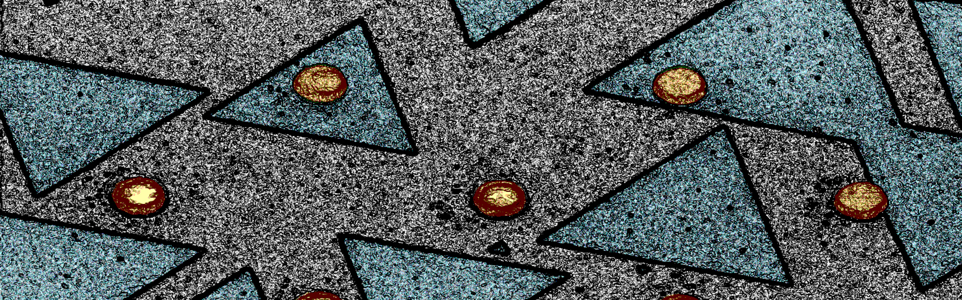  A scanning electron microscope image of gold nanodot contact on epitaxial monolayer molybdenum disulfide (MoS2)/gallium nitride