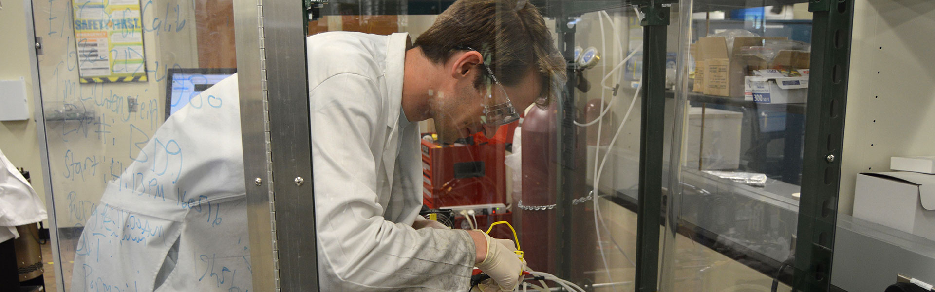 Graduate student at work in a lab