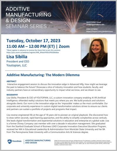 Penn State AMD Virtual Seminar | Lisa Sibilia