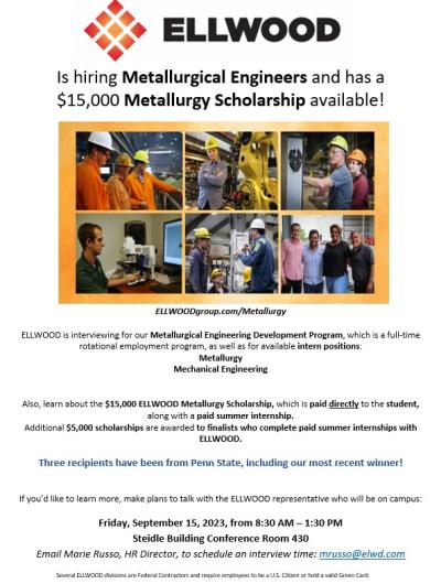 Ellwood Metallurgy Scholarship opportunity