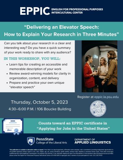 "Delivering an Elevator Speech: How to Explain Your Research in Three Minutes"
