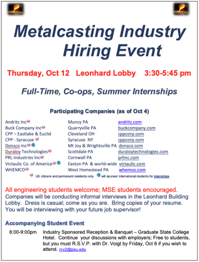 Metalcasting Industry Hiring Event