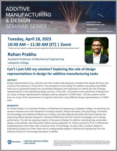 Rohan Prabhu | Spring 2023 Additive Manufacturing & Design Seminar Series