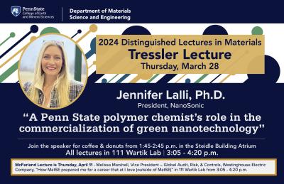 Tressler Lecture - Jennifer Lalli, Ph.D. President, NanoSonic