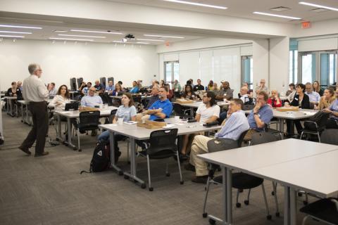 Researchers from across Penn State participating in a FEW-focused meeting aimed at building interdisciplinary teams.